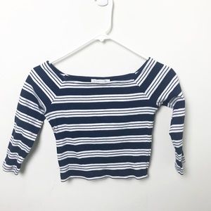 White/Navy Striped Crop top